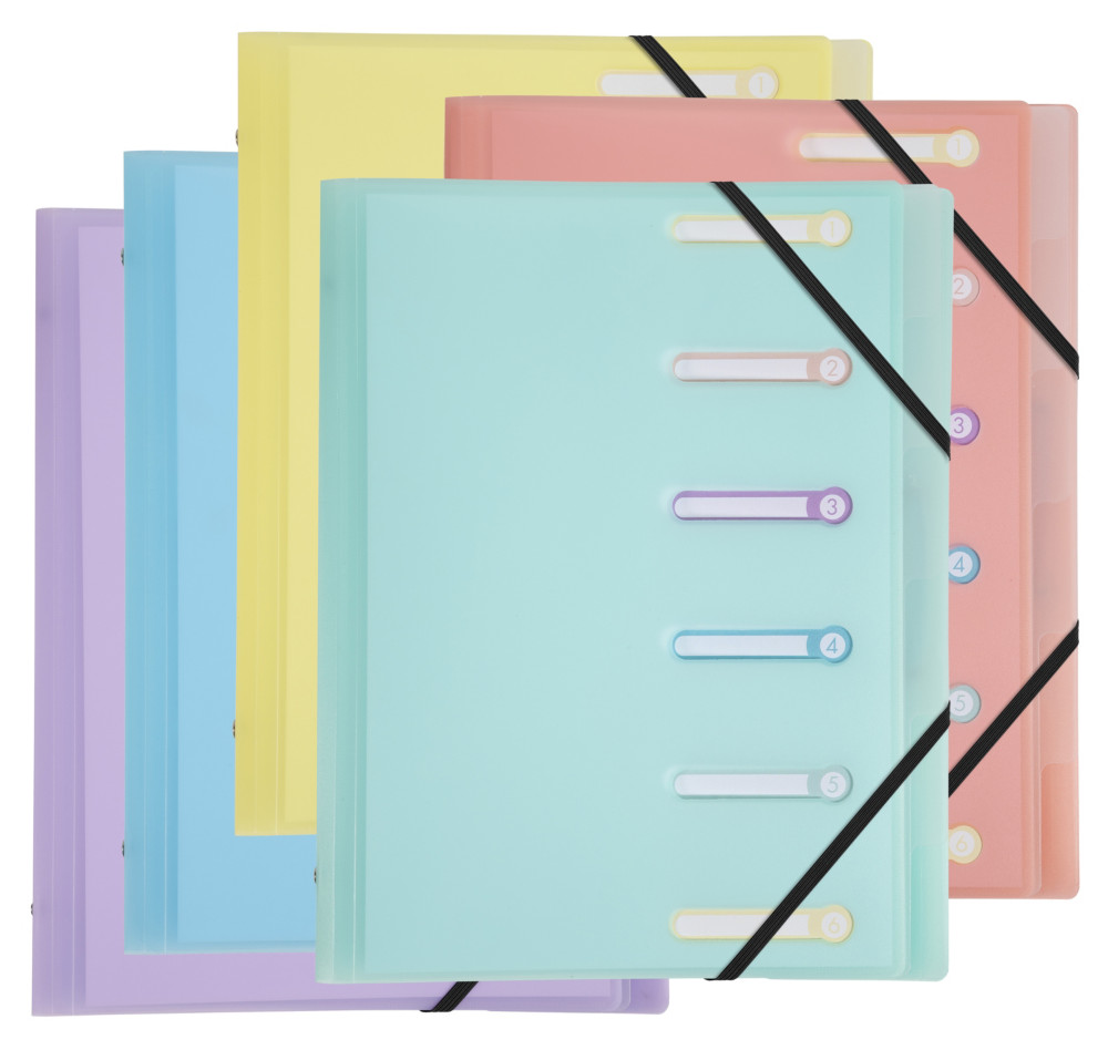 Exacompta Trieur  lastique A4 Chromaline en polypropylne 6 divisions 3 rabats - Assortis pastel