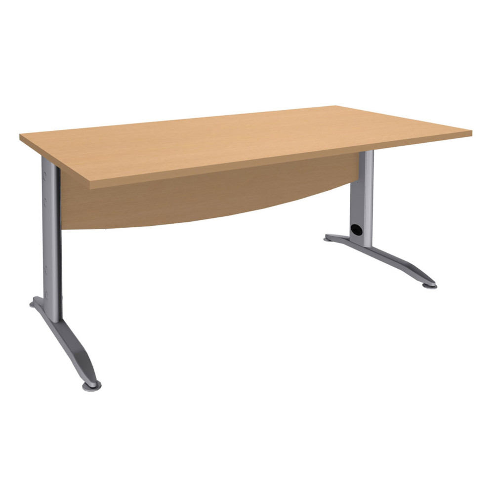 Bureau Droit Activity Mtal - L.180 x P.80 cm - Plateau Htre - Pieds L Aluminium