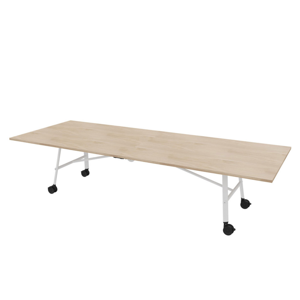 Table mobile plateau rabattable Serenity 320 x 120 cm Orme  Pied Blanc