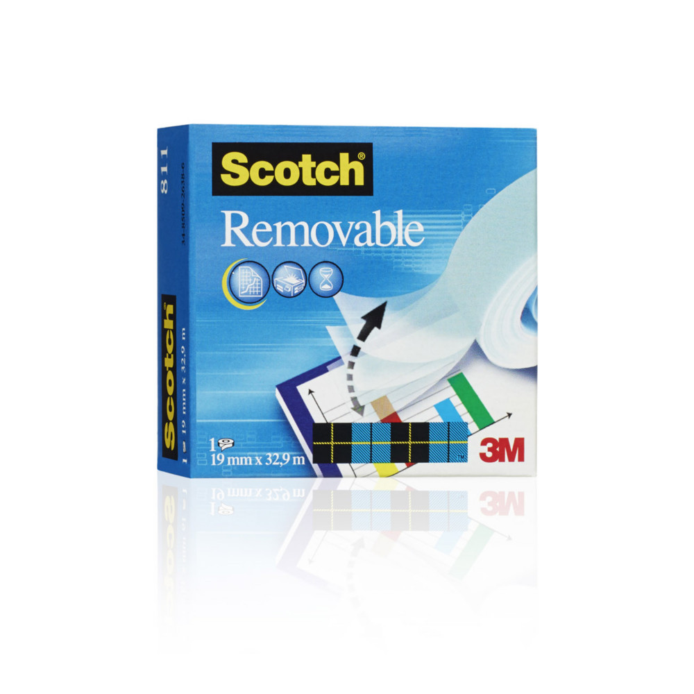 Scotch Ruban adhsif de bureau invisible et repositionnable, transparent, 19mmx32,9m