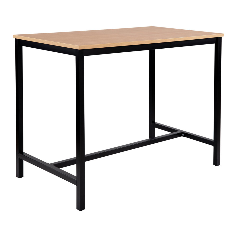 Table haute 110 cm polyvalente Budget 140 x 80 cm - Chne pieds mtal Noir