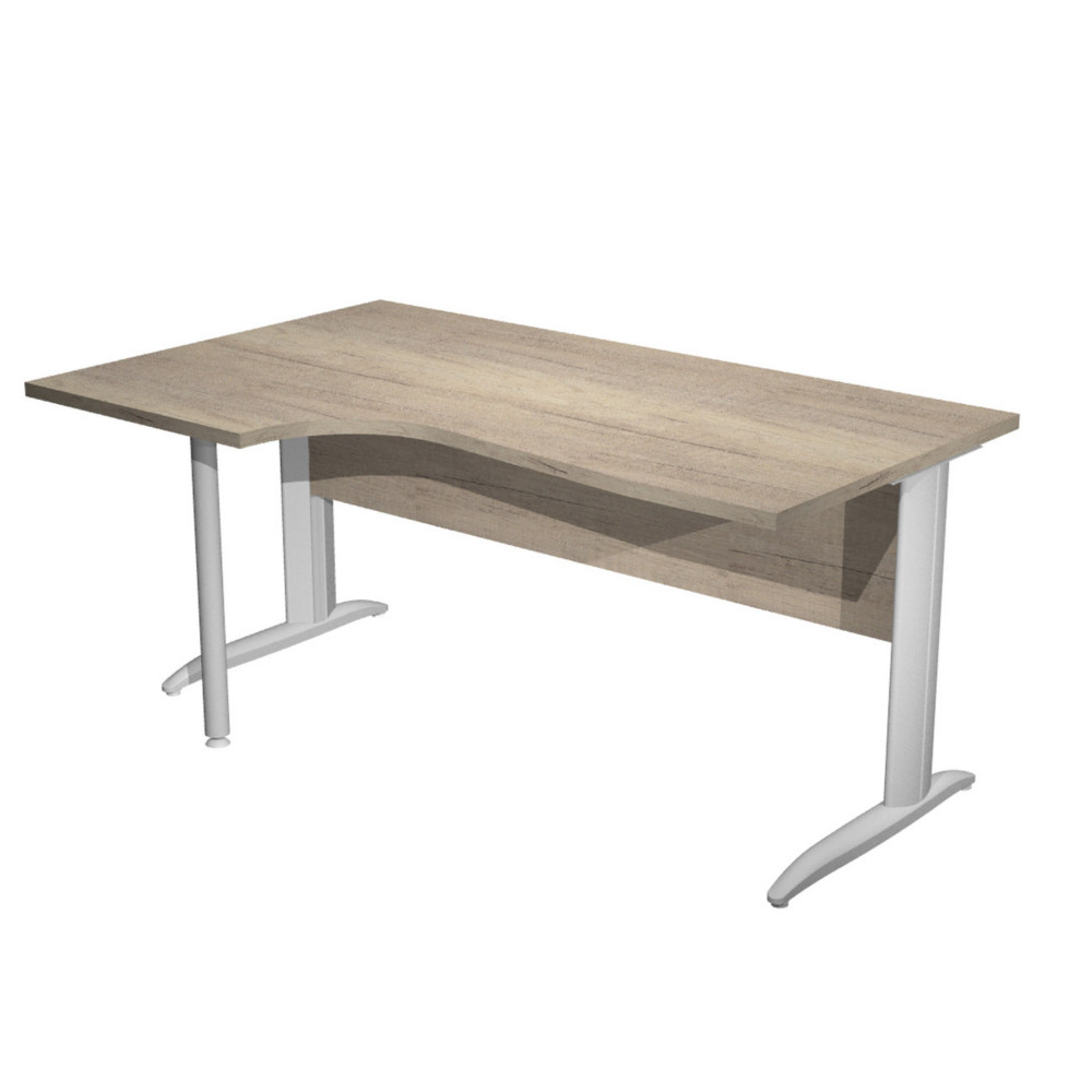 Bureau d'angle compact retour  gauche Pronto Mtal - L.160 x P.100 cm - Plateau Chne Canadien - Pieds L Aluminium
