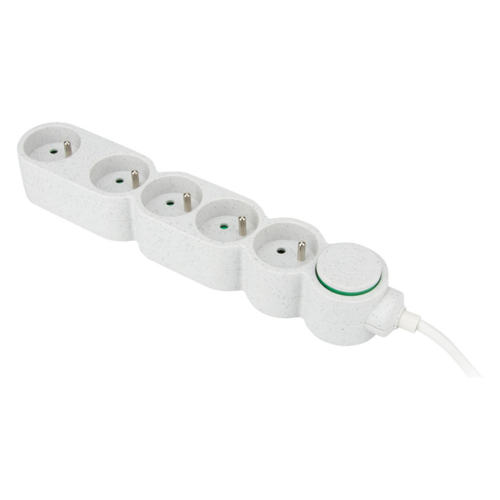 Zenitech Bloc multiprises 5 prises 16A - Cble 1,5 m - Blanc