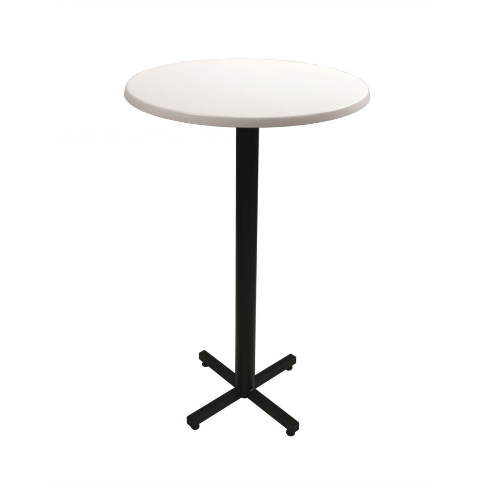 Table mange-debout Coffee ronde .70 x H.115 cm - Plateau Blanc  Pied central Noir