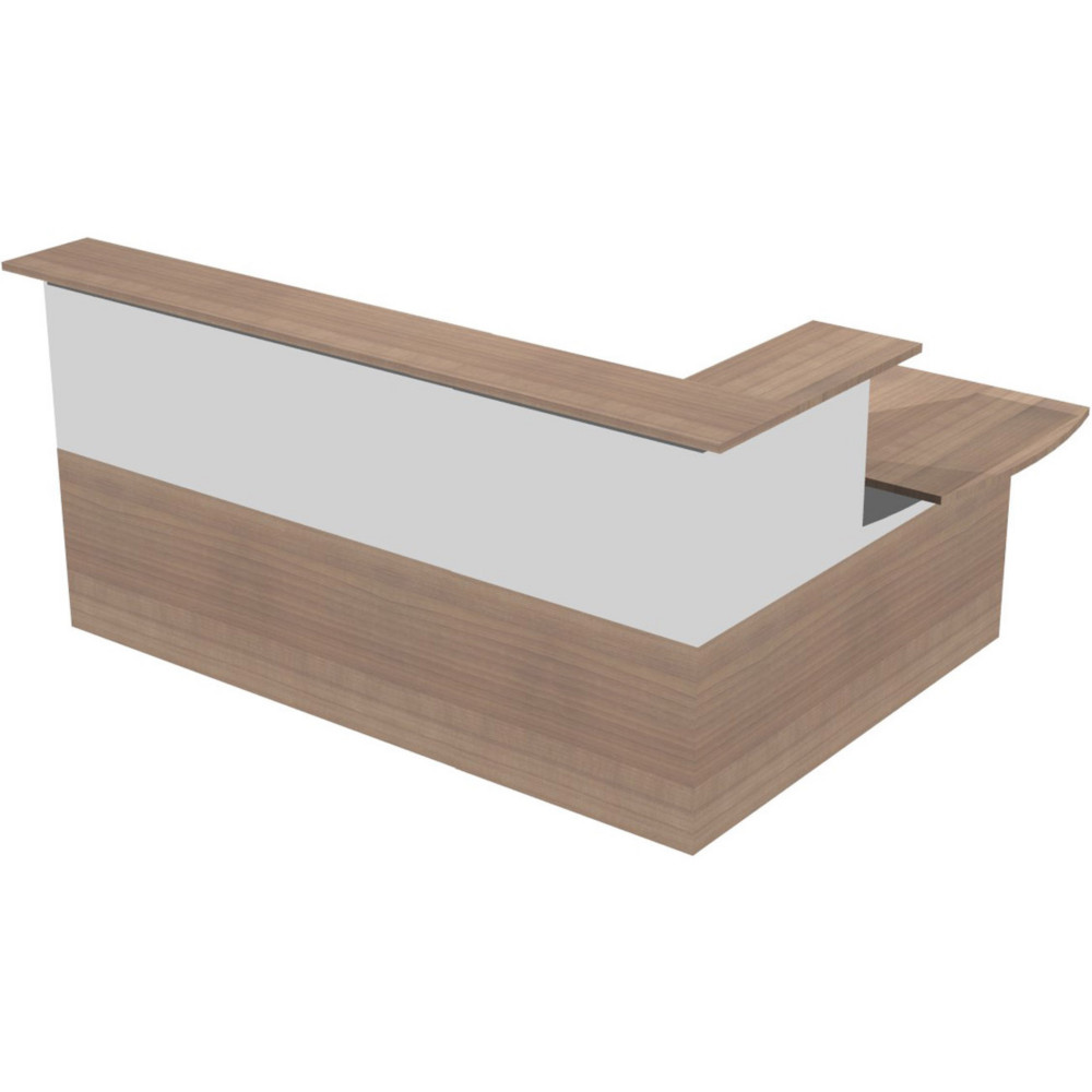 Pack Banque d'accueil Ola - Angle 90 + Module haut L.140 cm + Module haut L.80 cm  + Module bas L.80 cm - Noyer / Blanc
