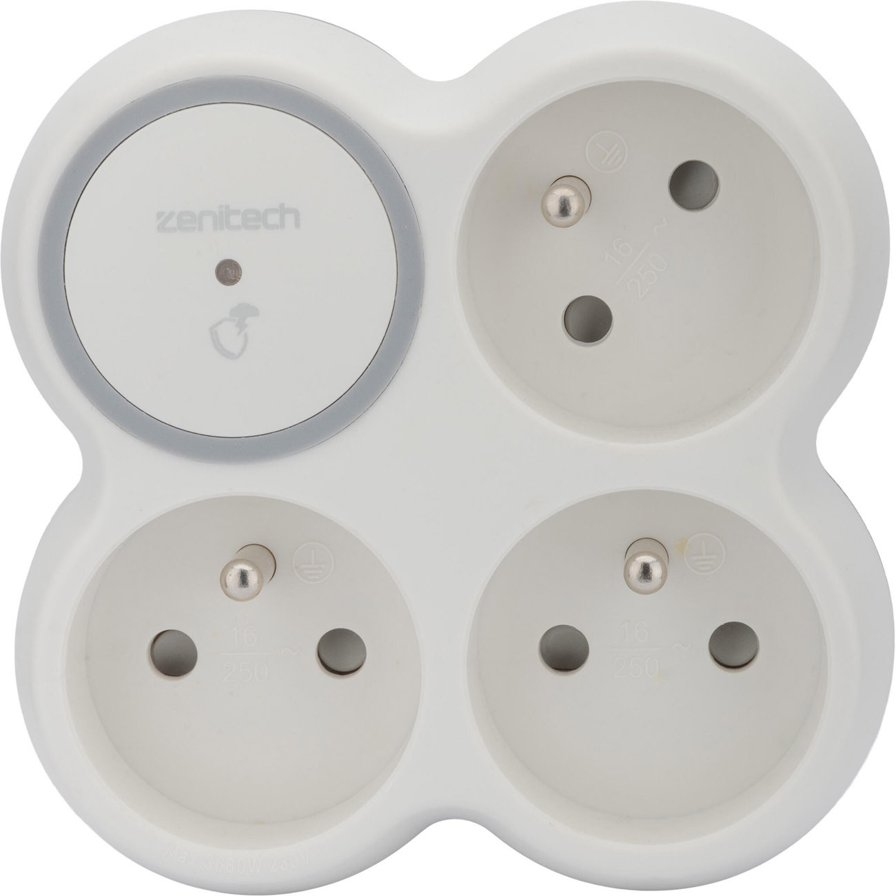 Zenitech Multiprise murale Bloc de 3 prises secteur Parafoudre BOLEA - Triplite 16A blanche