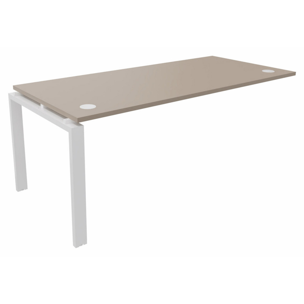 Bureau suivant E-link L.180 x P.80 cm - Plateau Argile - Pieds Blanc