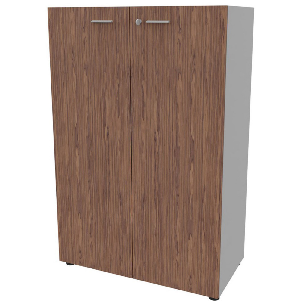 Armoire mi-haute portes battantes Arold H.131 x L.86 cm - Noyer / Aluminium