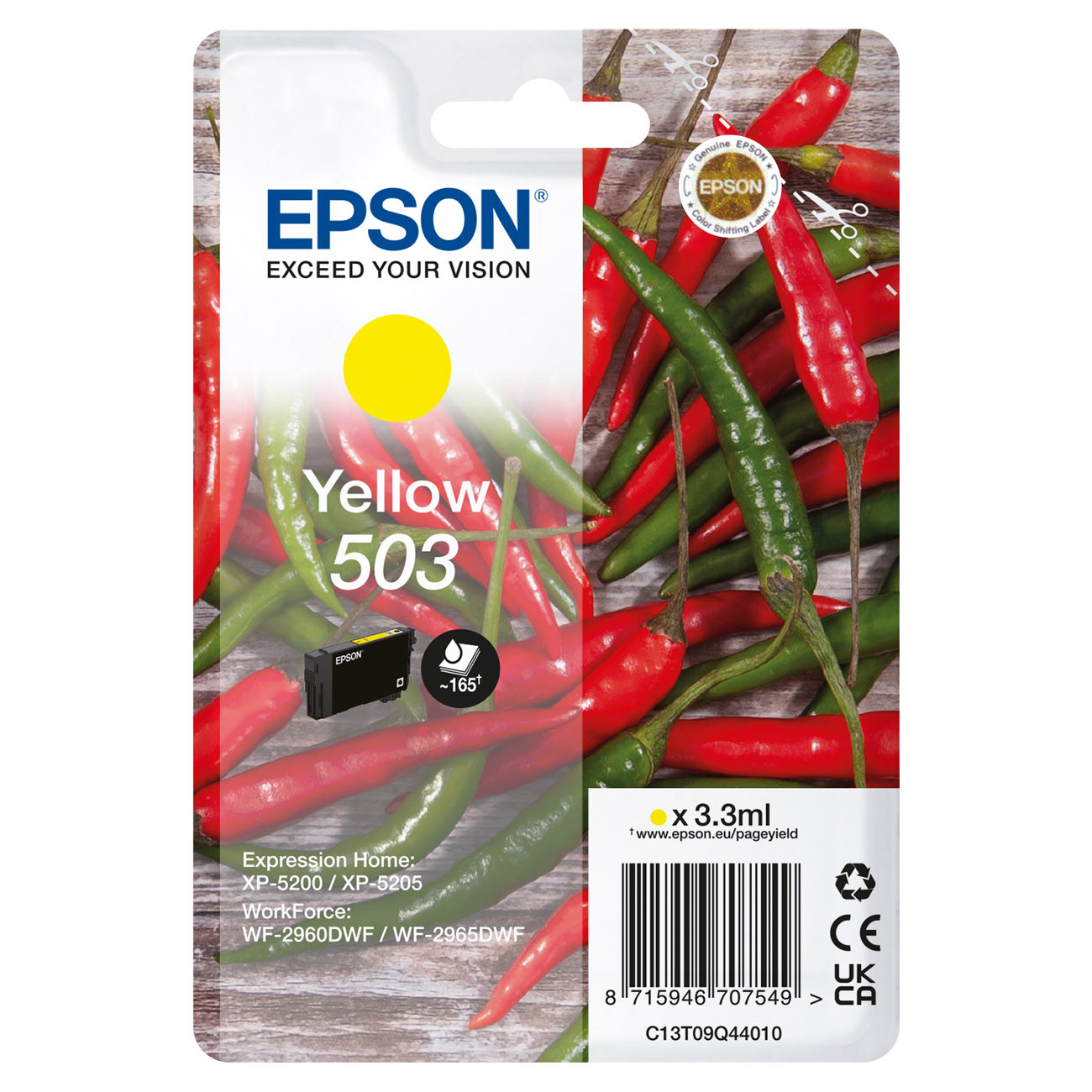 Epson 503 ''Piment'' Cartouche d'encre originale C13T09Q44010 - Jaune