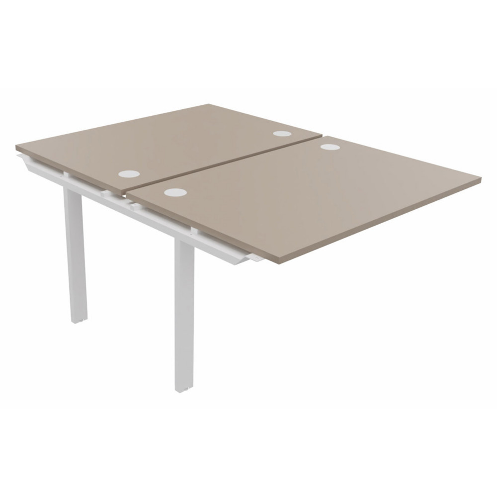 Module suivant pour ensemble 2 bureaux droits E-link - L.120 x P.163 cm - Plateau Argile - Pieds Blanc