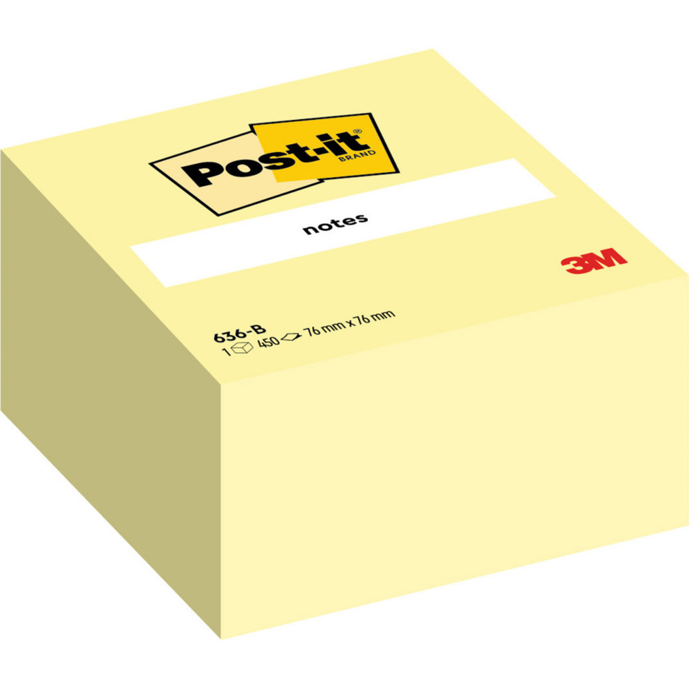 Post-it Notes repositionnables 76 x 76 mm - Jaune - Bloc de 450 feuilles