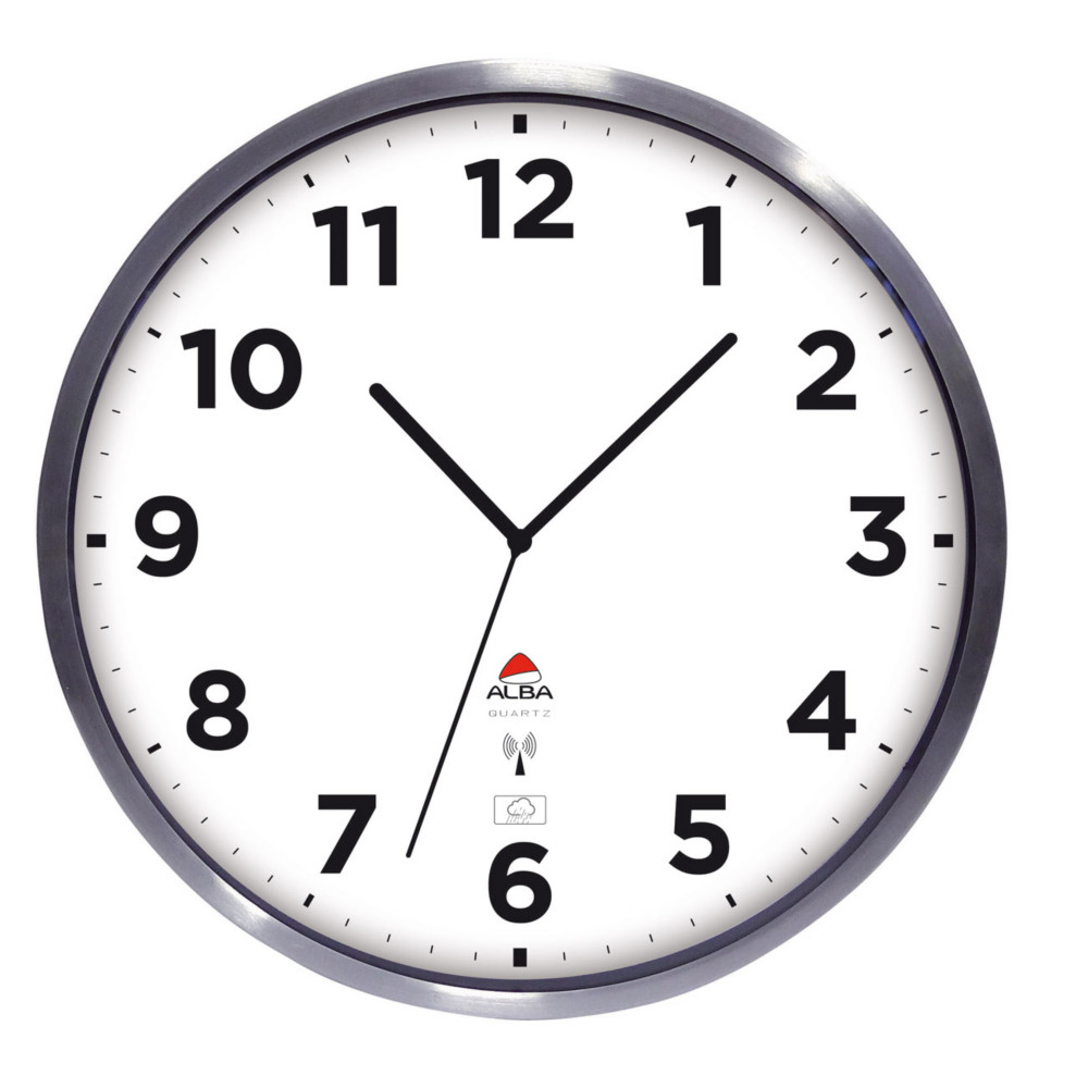 Alba Horloge murale extrieure radio pilote Hora  quartz - Diamtre 35,5 cm - Blanc