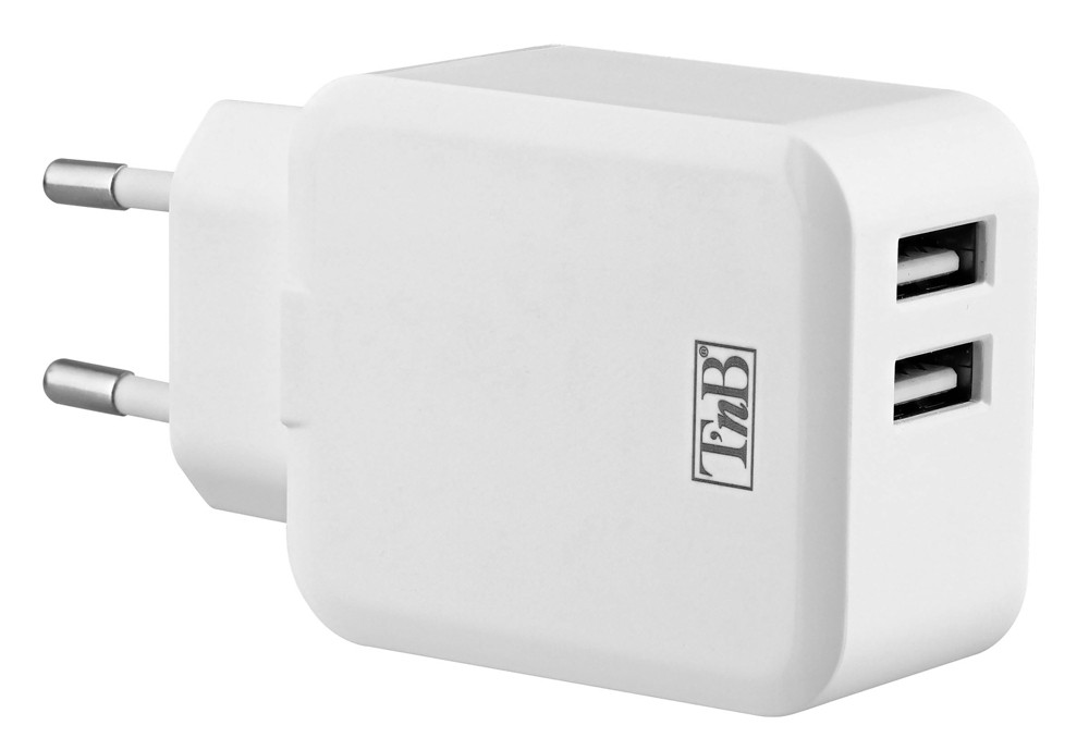 TNB Chargeur secteur 2 ports USB-A - Blanc