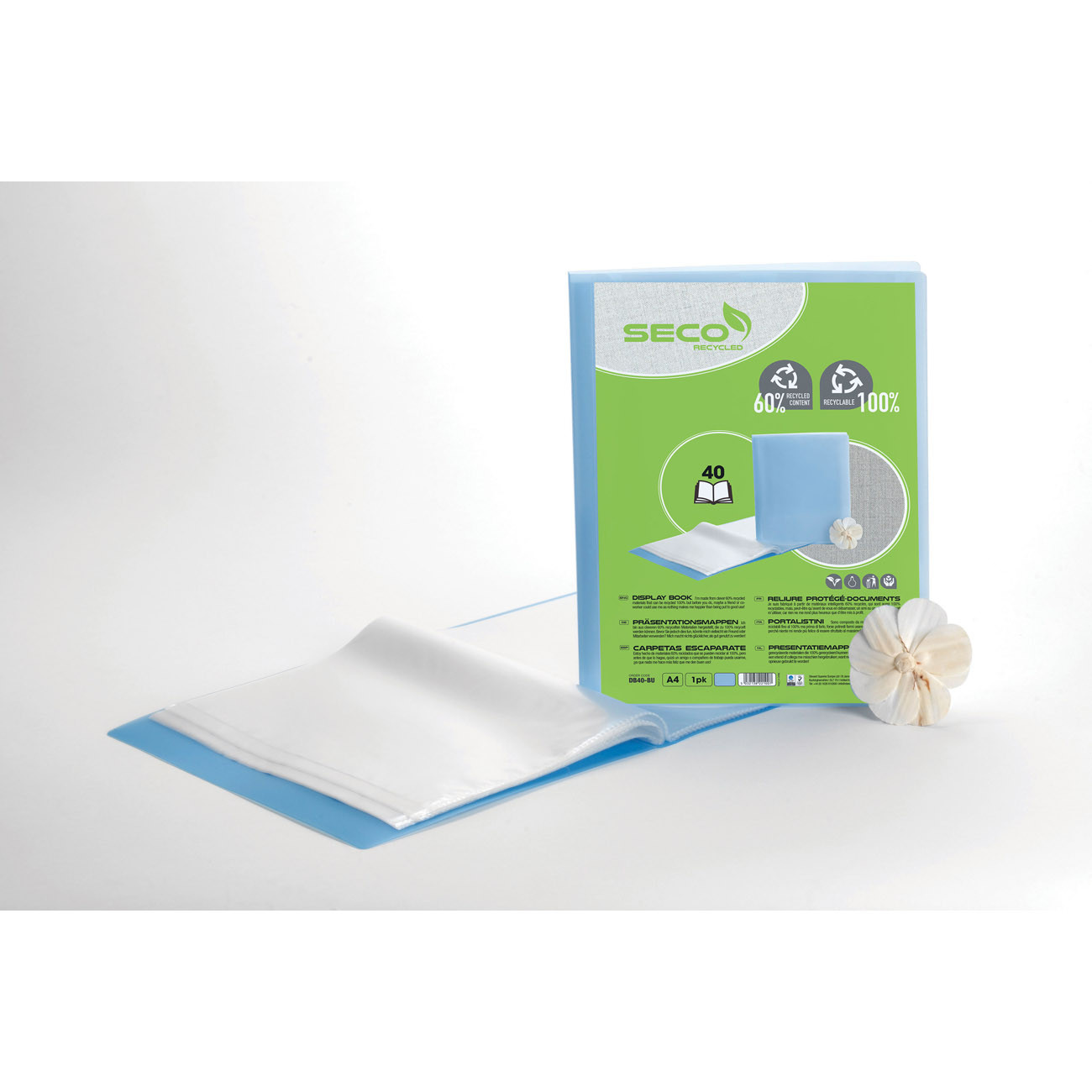 Seco Porte vue A4 40 pochettes - Bleu translucide