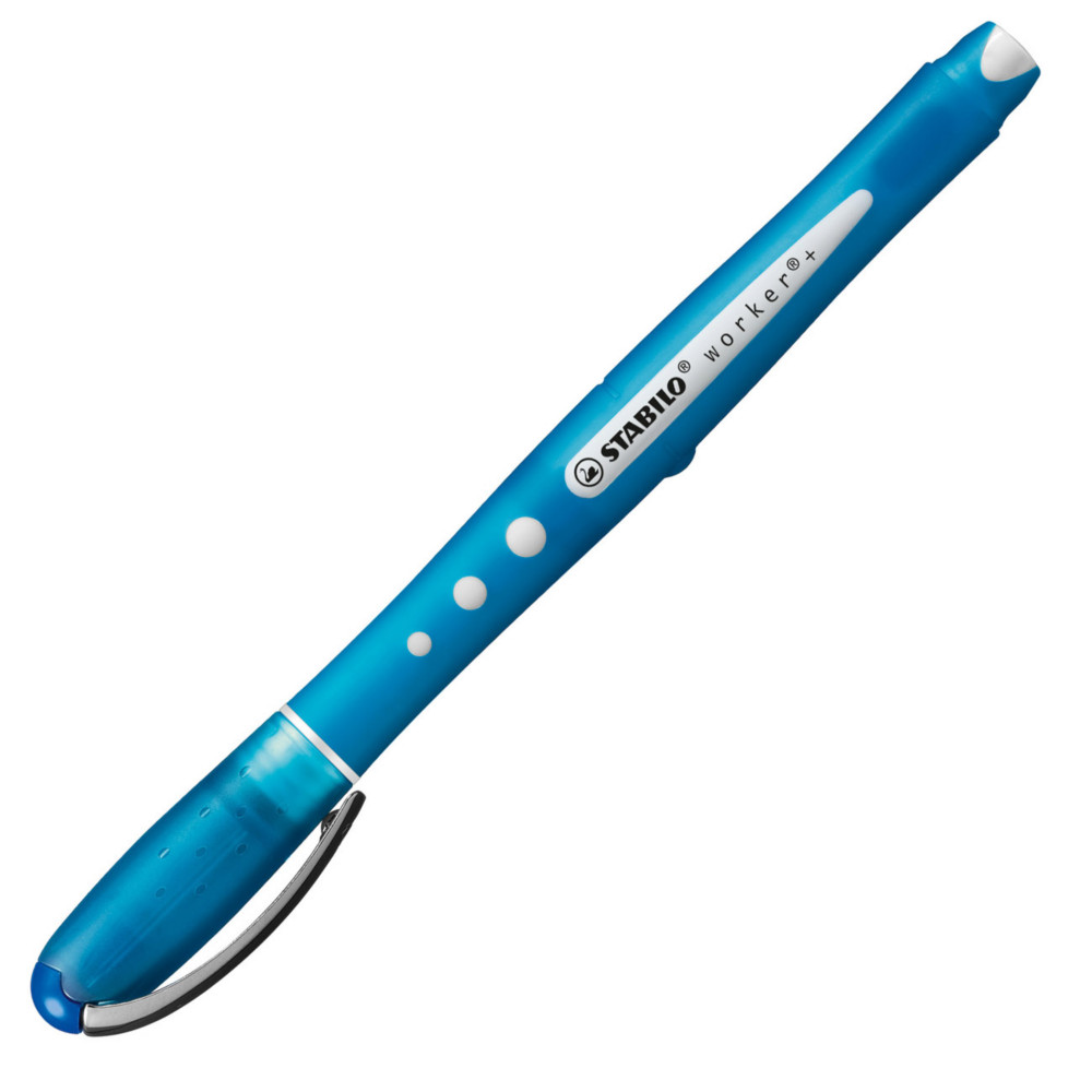 STABILO Stylo roller worker+ corloful pointe moyenne 0,5mm - Encre bleue