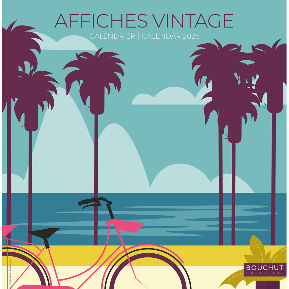Bouchut Calendrier souple illustr Vintage - 14 feuillets - 30 x 30 cm - 2026