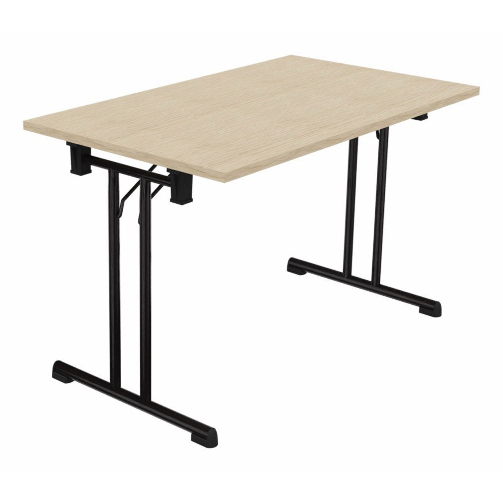 Table pliante polyvalente rectangle L. 120 x P. 70 cm - Plateau Chne de fil - pieds Noir