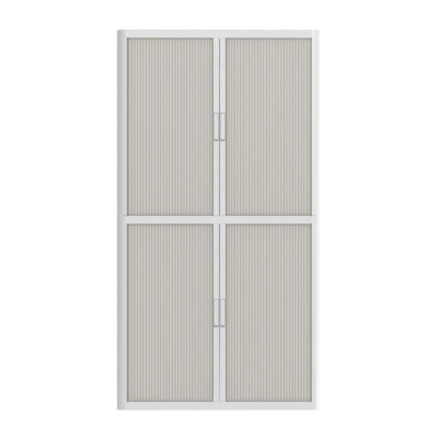 Armoire à rideaux Easy Office H.204 x L 110 cm - Corps Blanc lin sable - Rideaux Blanc lin sable