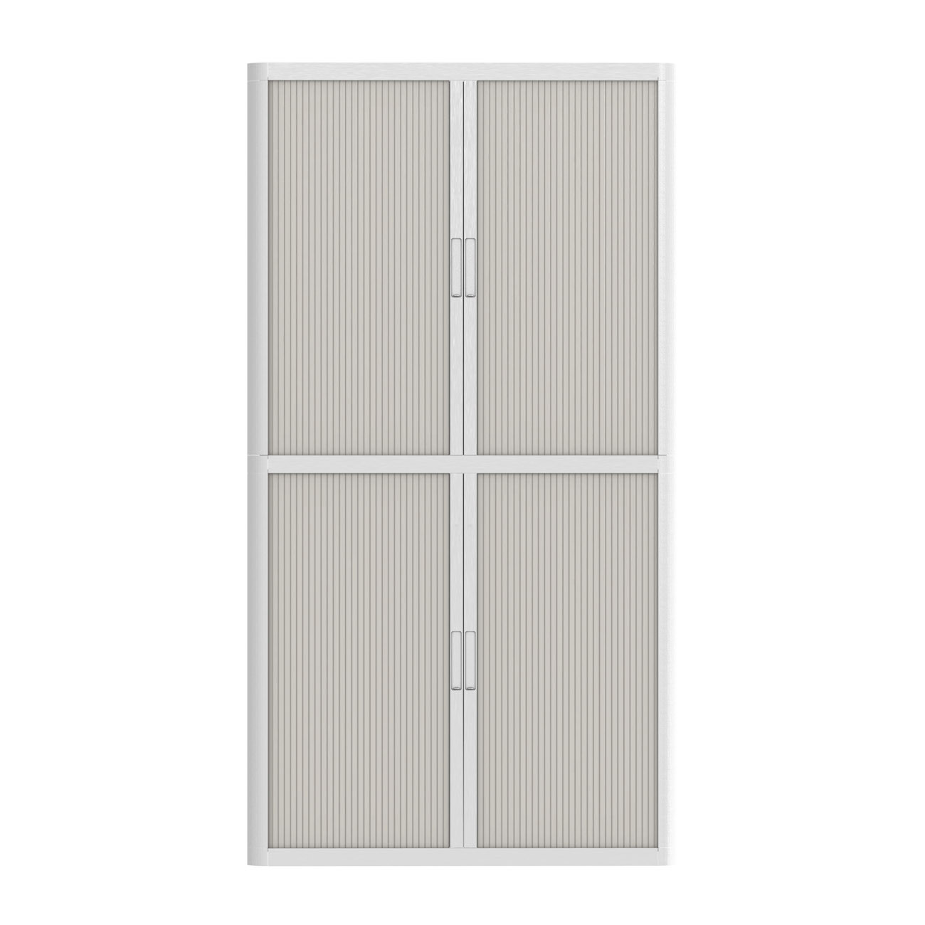 Armoire à rideaux Easy Office H.204 x L 110 cm - Corps Blanc lin sable - Rideaux Blanc lin sable