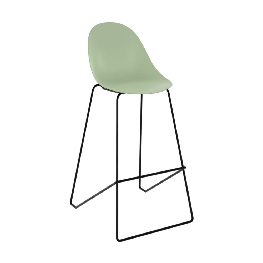 Tabouret haut Void - polypropylne Vert pitement mtal noir - Lot de 2