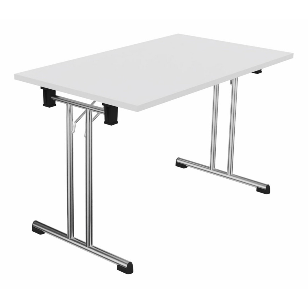 Table pliante polyvalente rectangle L. 120 x P. 70 cm - Plateau Blanc - pieds Chrome