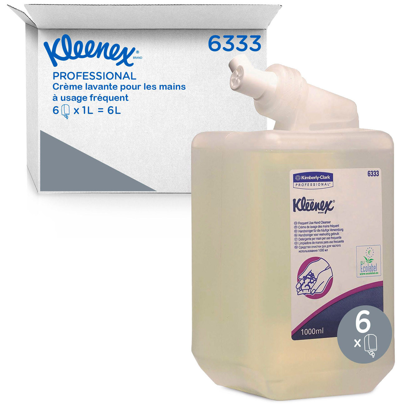 Kleenex® Usage fréquent savon liquide nettoyant pour mains - 6333 - Cassette 1 l transparent