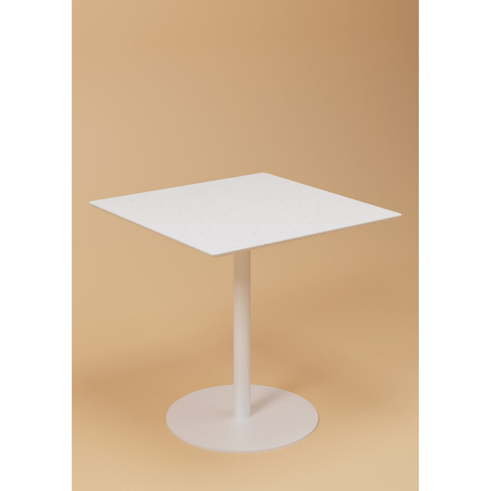 Table de restauration Carre Bistro Trinquet 80 x 80 - Intrieur - Exptrieur - Plateau blanc - Pied blanc