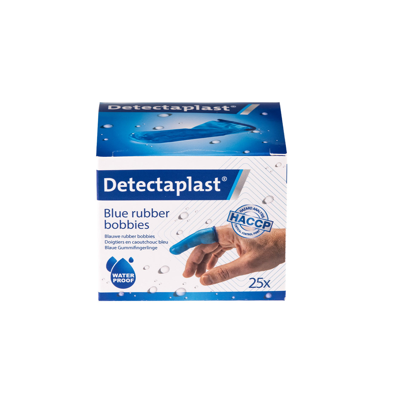 Detectaplast Doigtier en caoutchouc bleu - HACCP - Waterproof - Boîte de 25
