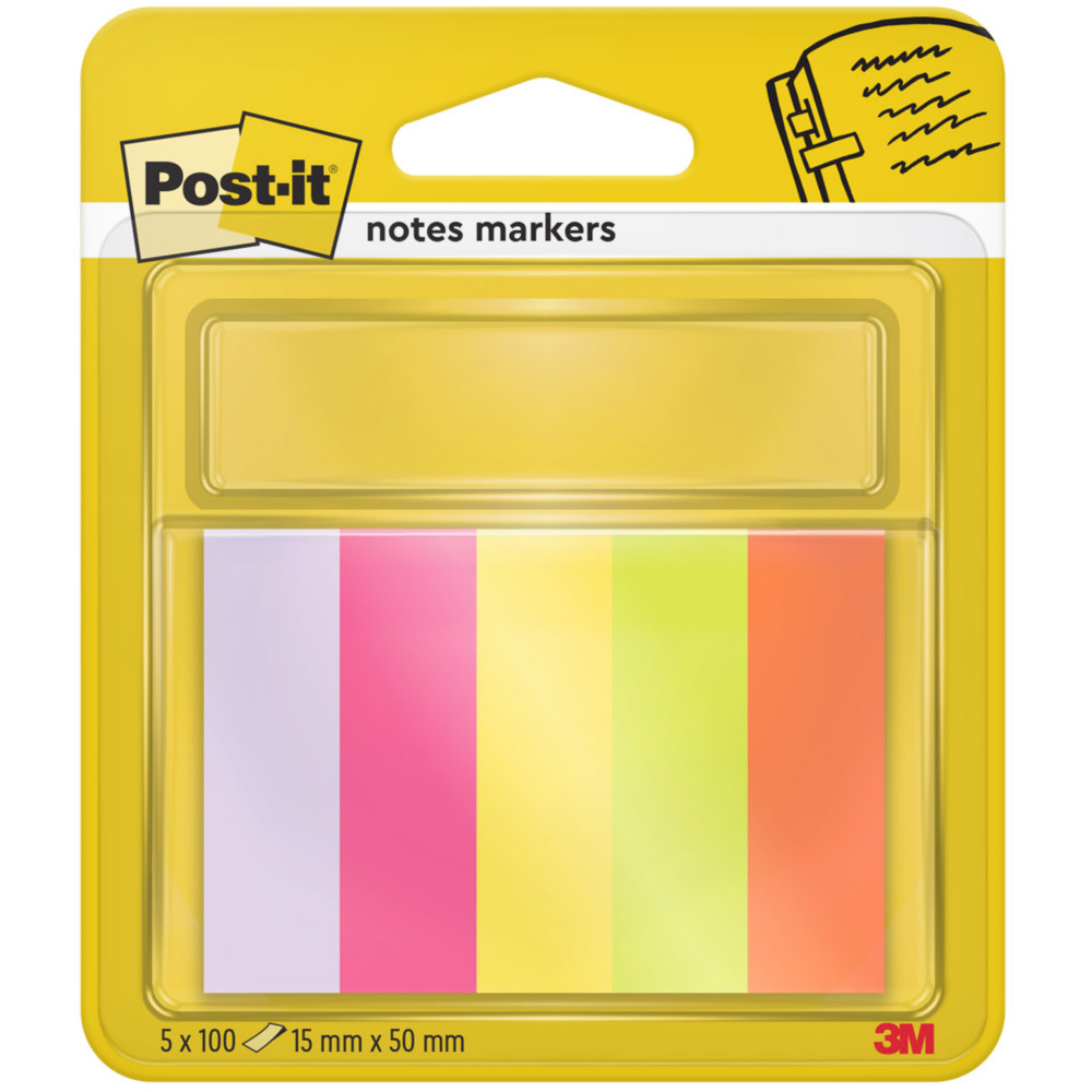 Post-it Autocollants petite taille 15x50mm assorties fluo couleurs 5x100 paquet 670-5