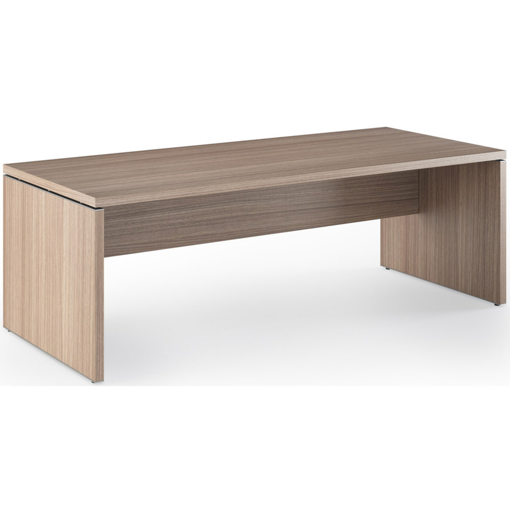 Bureau droit direction Flore - L.210 x P.90 cm - Plateau Noyer - Pieds panneaux