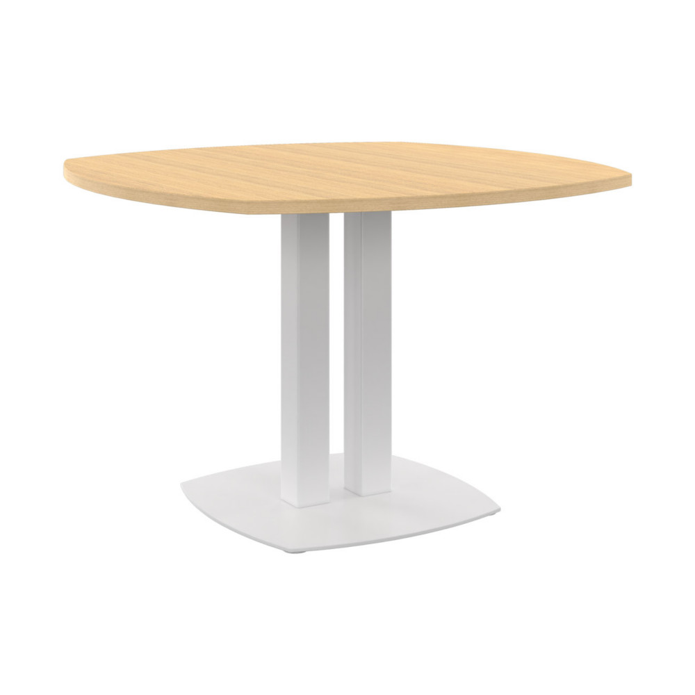 Table de runion Vitaly  115 cm  - Plateau Chne - Double pitement Blanc
