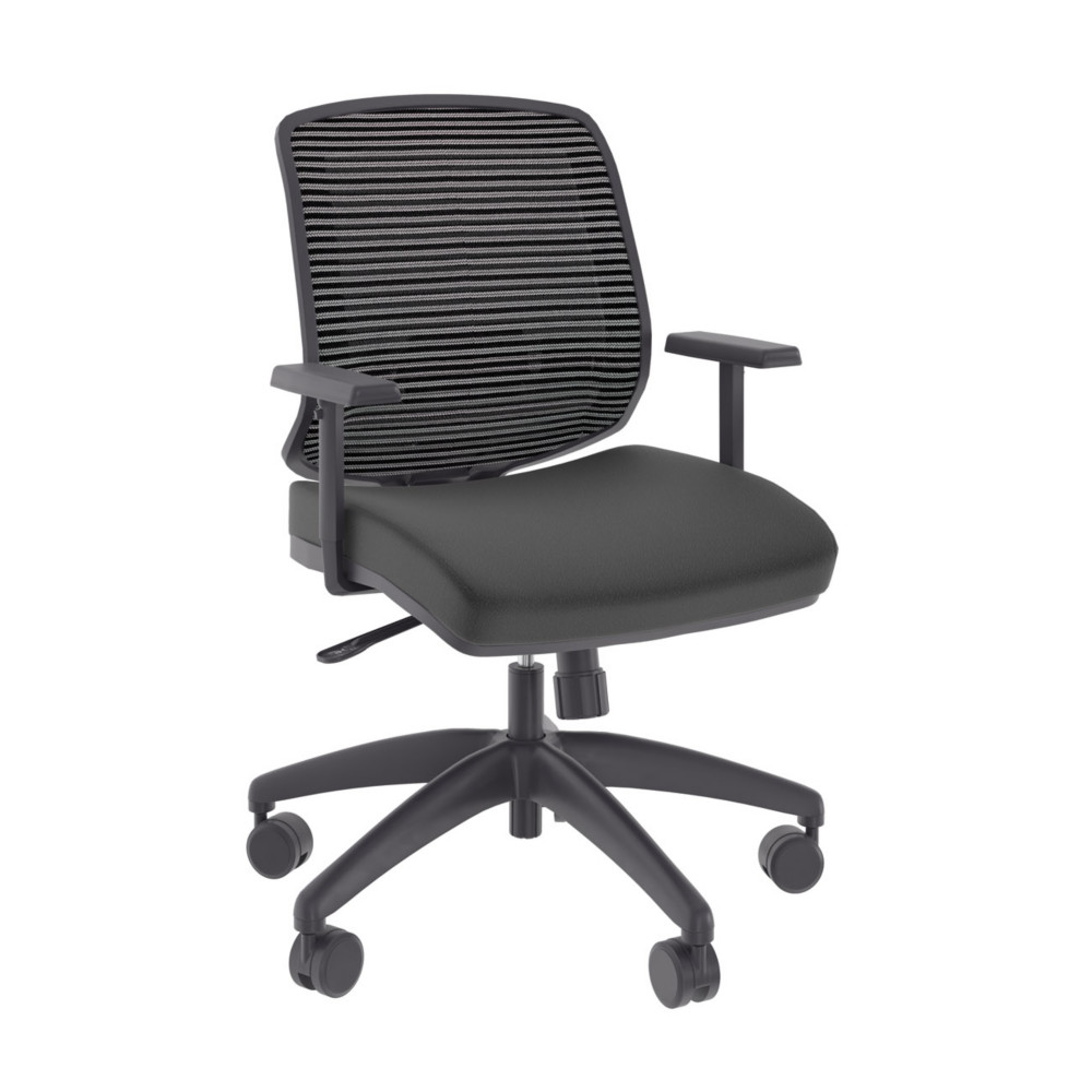 Fauteuil de bureau Malice Tissu et Maille Noir Hauteur rglable - Accoudoirs Dossier Roulettes