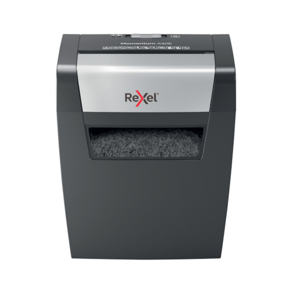 Rexel Destructeur de documents Momentum X406 coupe croise DIN P4 - 6 feuilles - Corbeille 15L - Noir