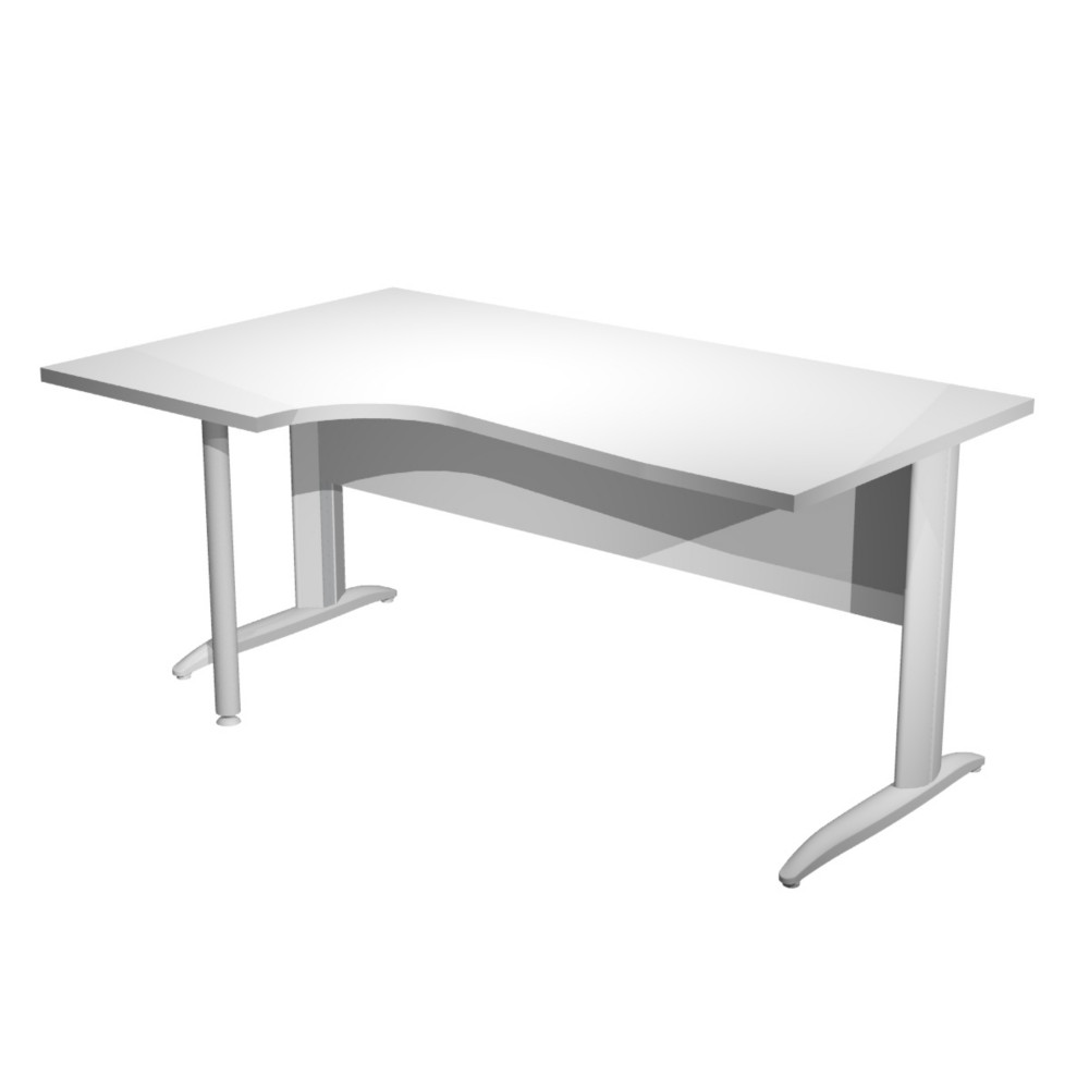 Bureau d'angle compact retour  gauche Pronto Mtal - L.160 x P.100 cm - Plateau Blanc - Pieds L Blanc