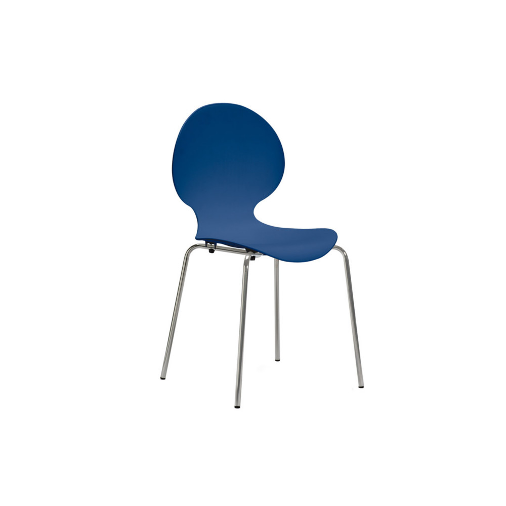 Chaise coque plastique empilable Namie en polypropylne bleu, pieds chroms