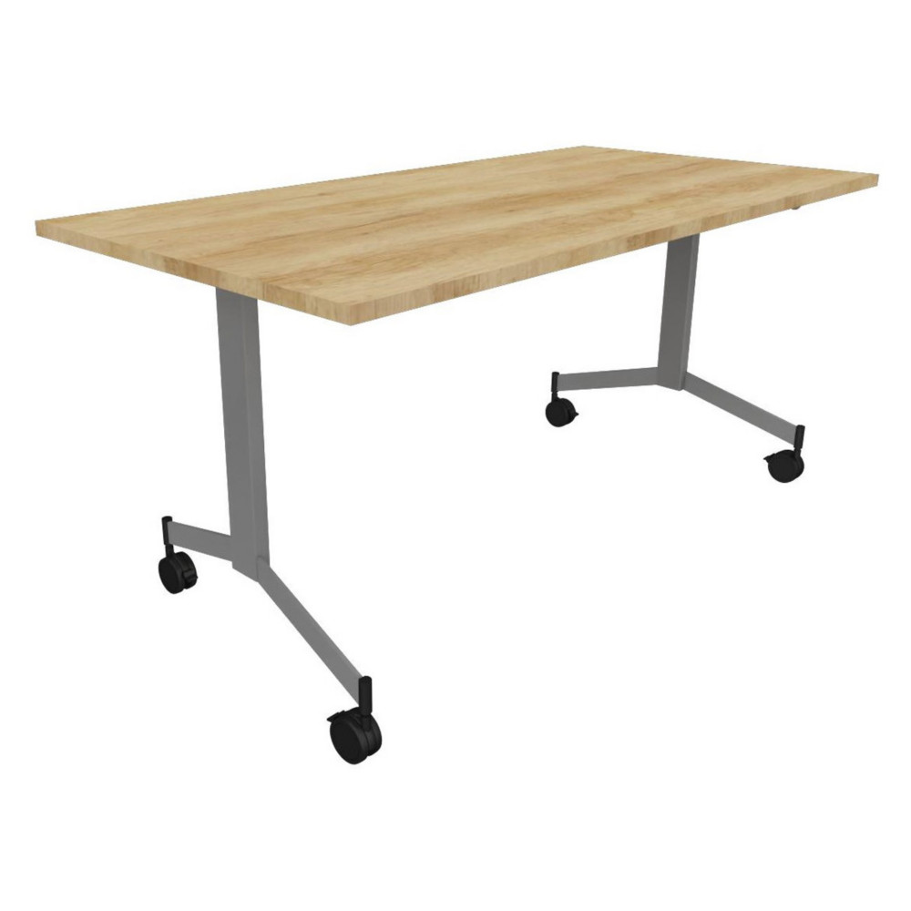 Table mobile rabattable Eureka - L.160 x P.80 cm - Plateau Chne Nebraska - Pieds Aluminium