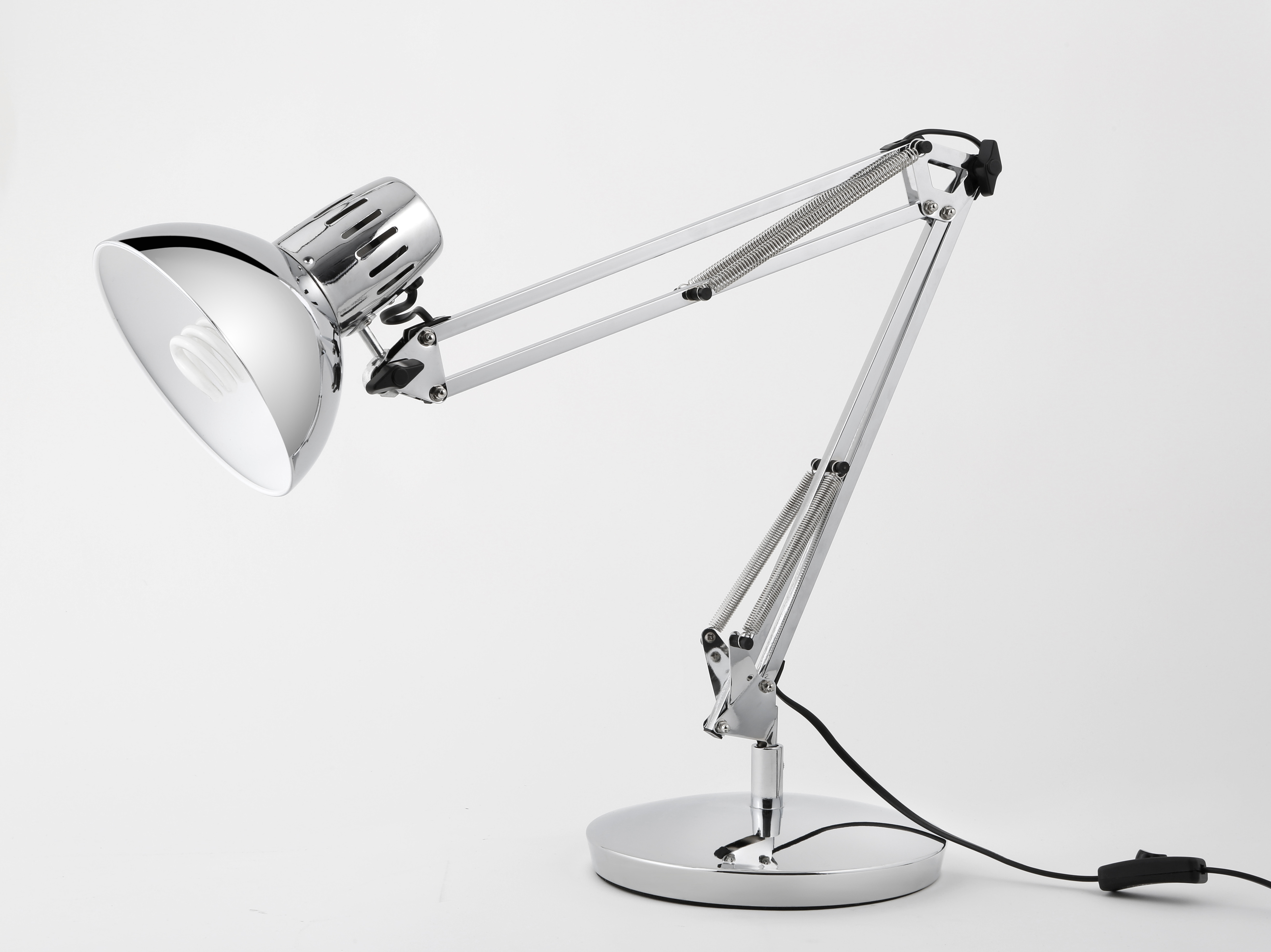 Alba Lampe de bureau Architecte - Ampoule Led E27 - 7W - Double bras articulé - Tête orientable - Chrome