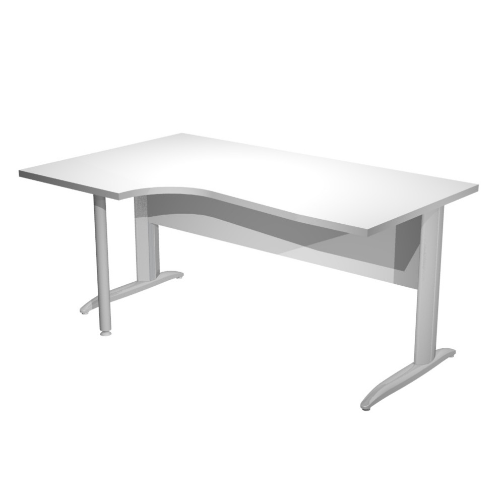 Bureau d'angle compact retour  gauche Pronto Mtal - L.160 x P.100 cm - Plateau Blanc - Pieds L Chrome