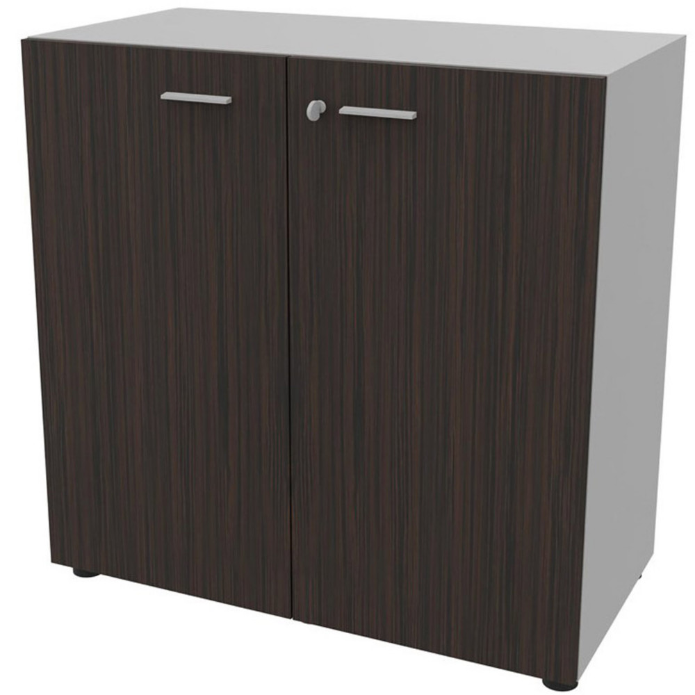 Armoire basse portes battantes Arold H.86 x L.86 cm - Ebne /  Aluminium