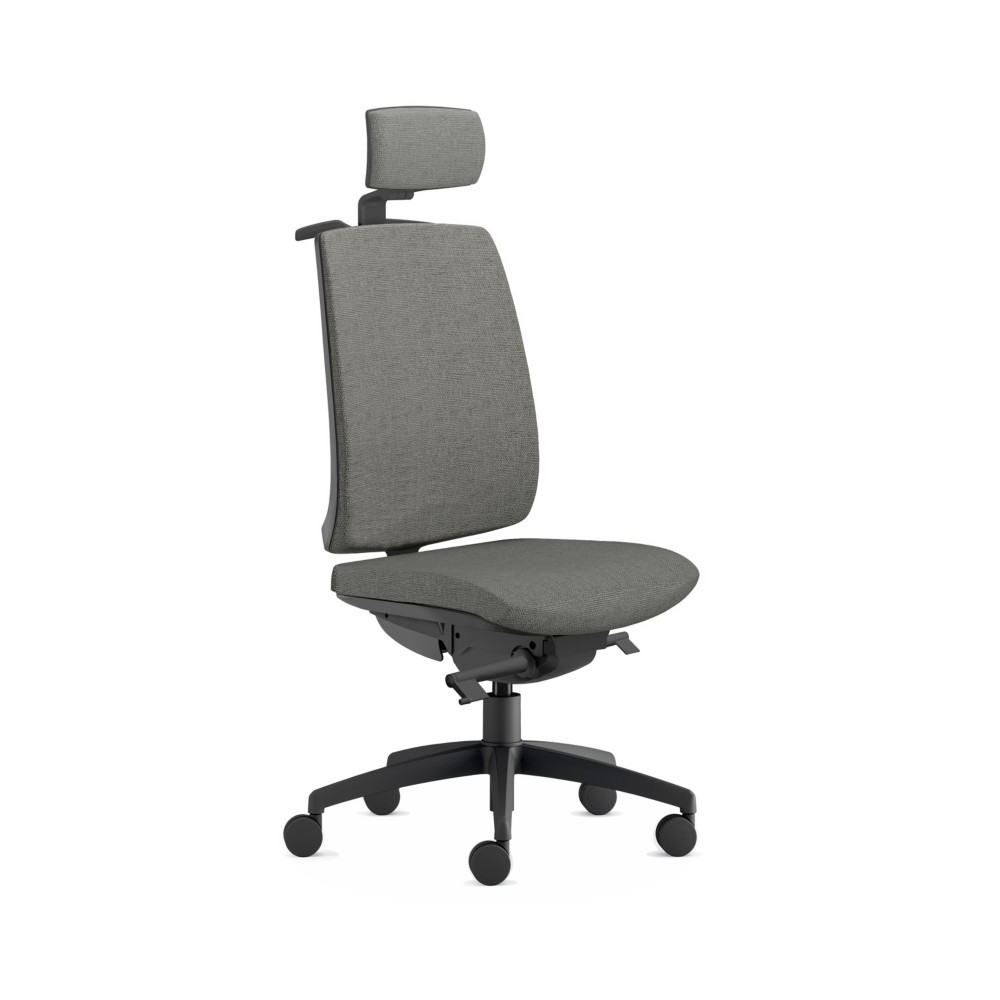 Sige de bureau Tarah avec appui-tte et portemanteau - tissu Gris