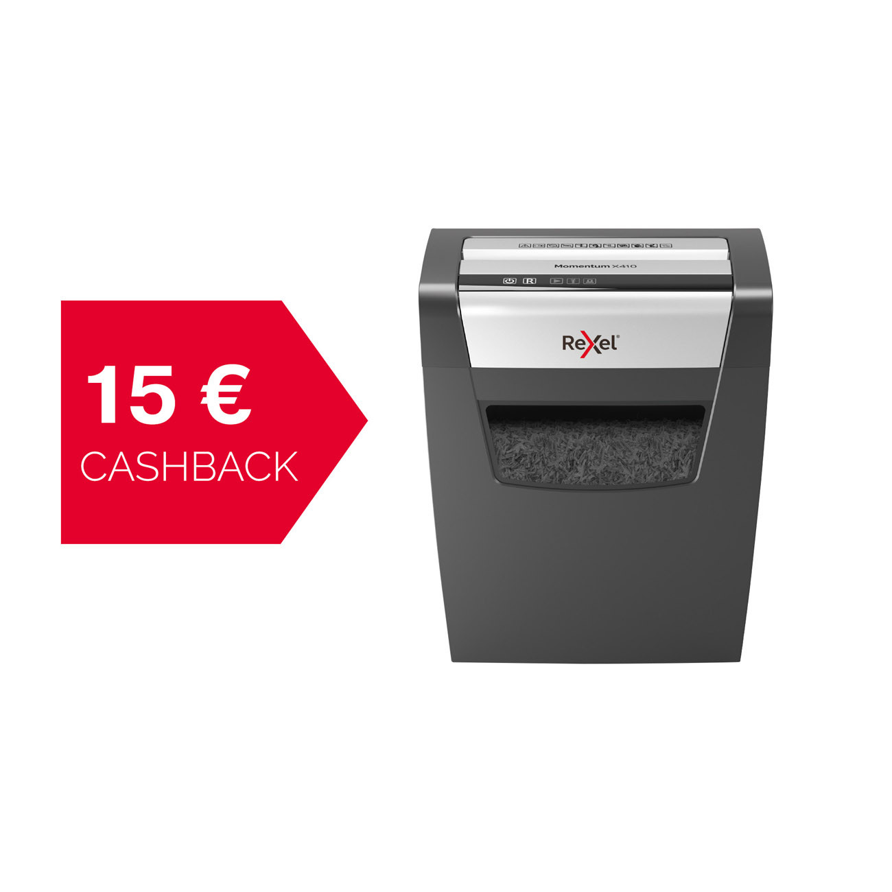 Rexel Destructeur de documents Momentum X410 coupe croisée DIN P4 - 10 feuilles- corbeille 23L