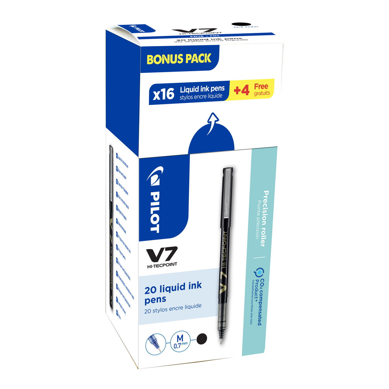 Pilot Hi Tecpoint V7 Stylo roller pointe moyenne 0 7 mm Pack Promo 16 + 4 OFFERTS