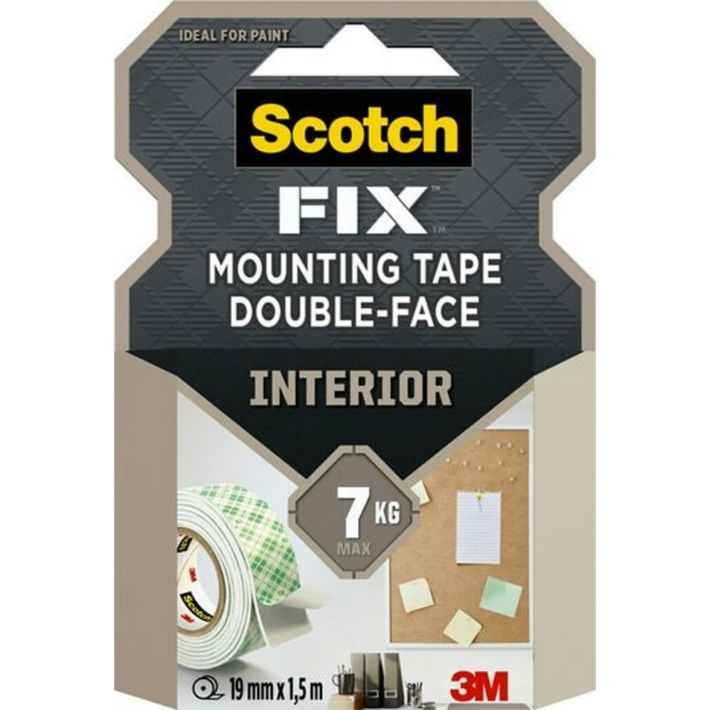 Scotch Ruban mousse double-face permanent Blanc 19mmx1,5m