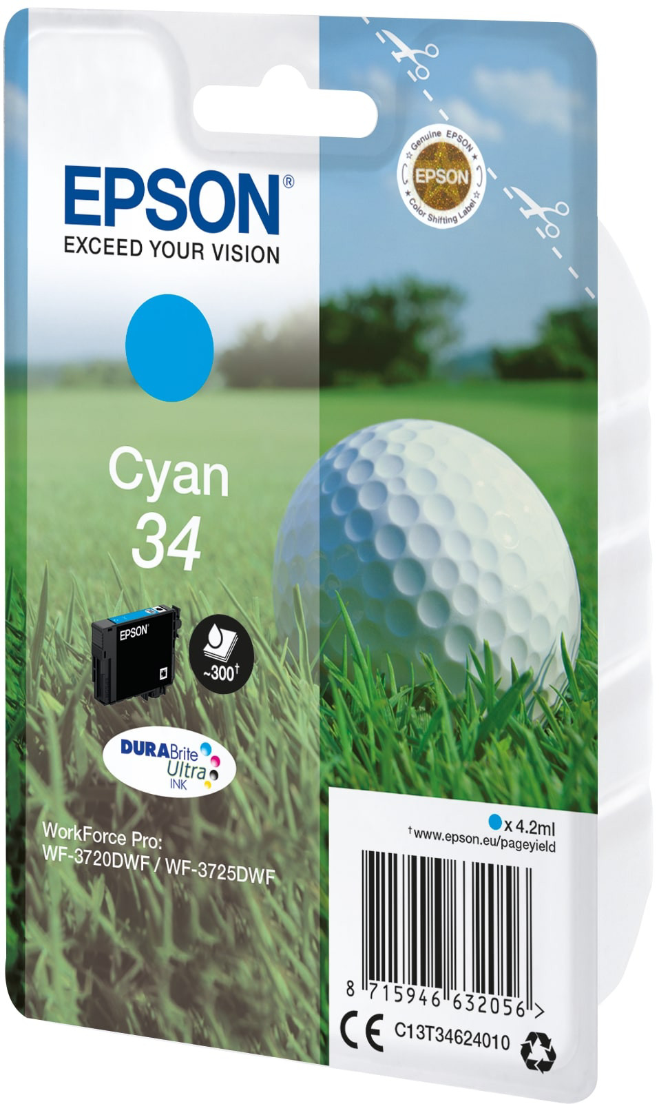 Epson 34 ''Glof ball'' Cartouche d'encre originale C13T34624010 - Cyan