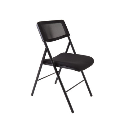 Alba Chaise pliante confort Diva- Dossier maille résille, assise tissu Noir - Pieds noirs