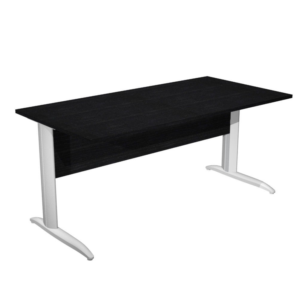 Bureau droit Pronto Mtal - L.160 x P.80 cm - Plateau Noir - Pieds L Aluminium
