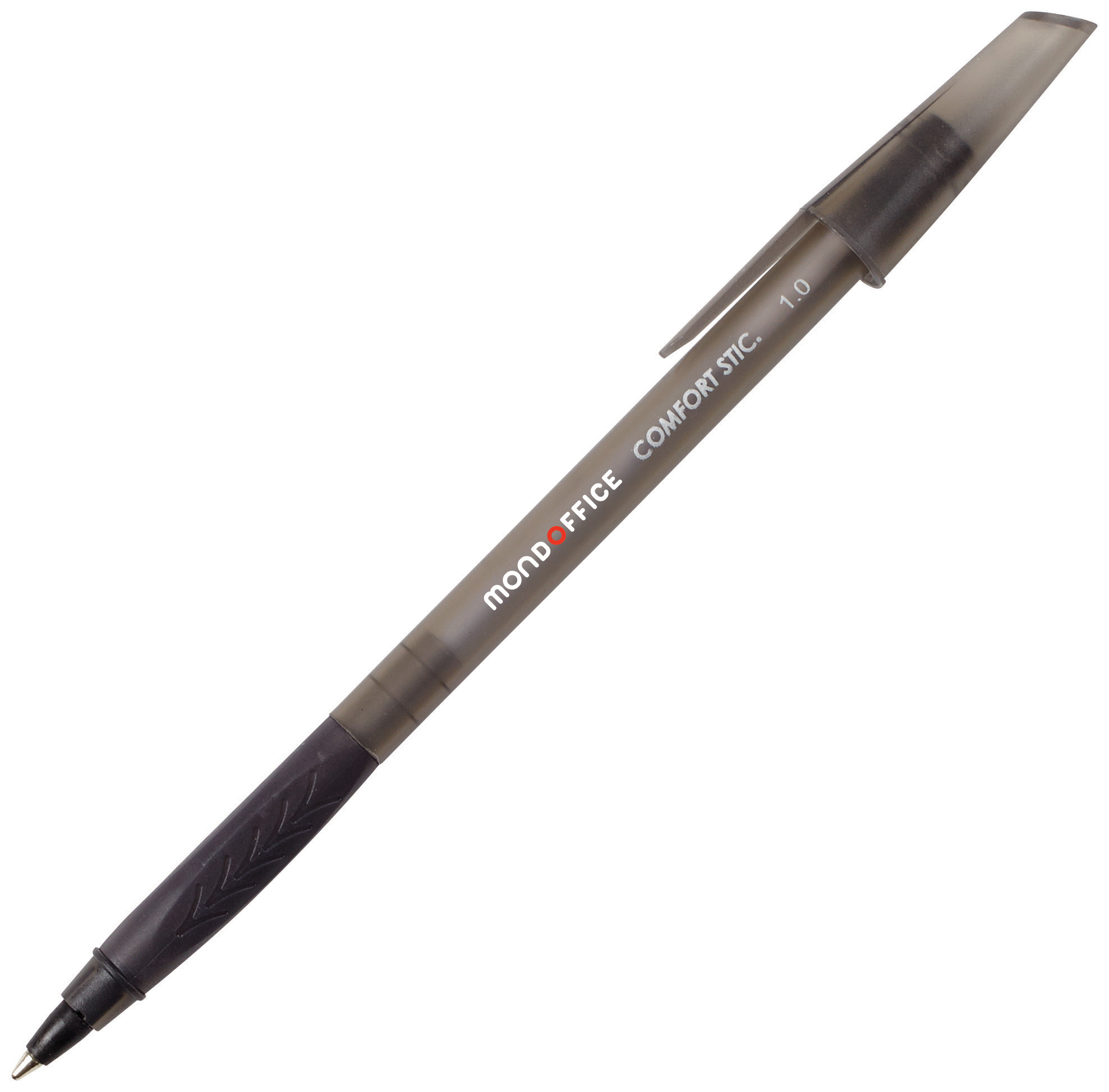MONDOFFICE Confort Stic - Stylo bille à capuchon pointe moyenne 1 mm - Noir