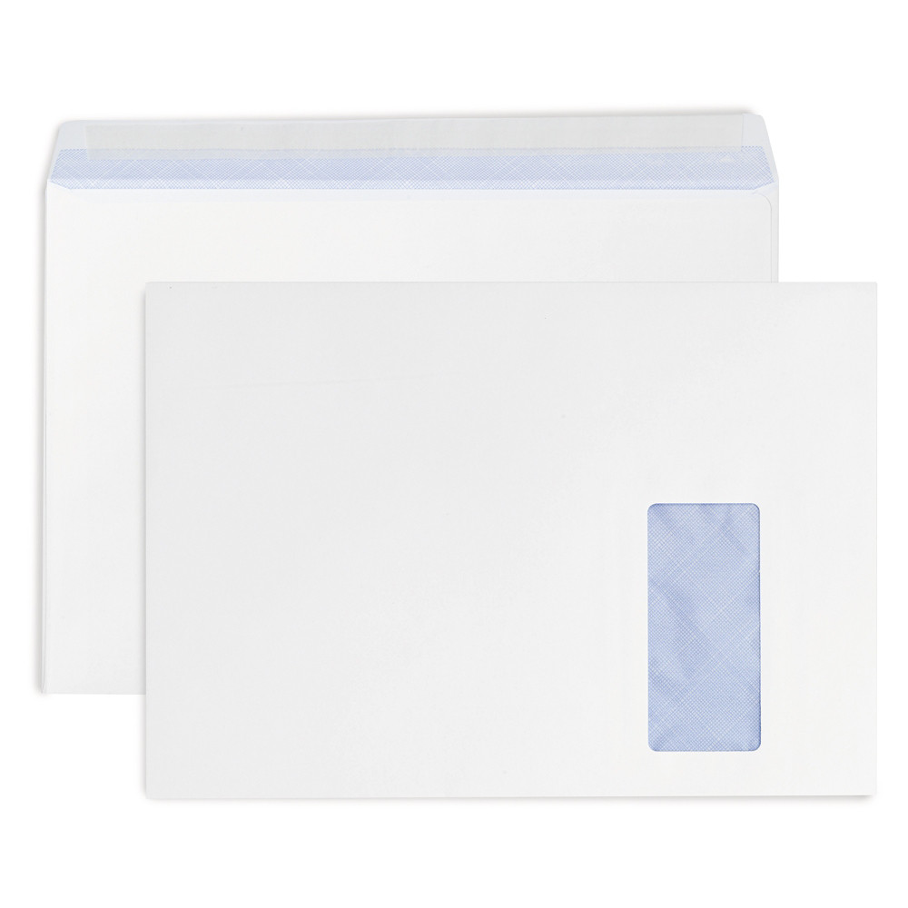 RAJA Enveloppe blanche C4 229 x 324 mm 90g fentre 50 x 100 mm - autocollante bande protectrice - Lot de 250