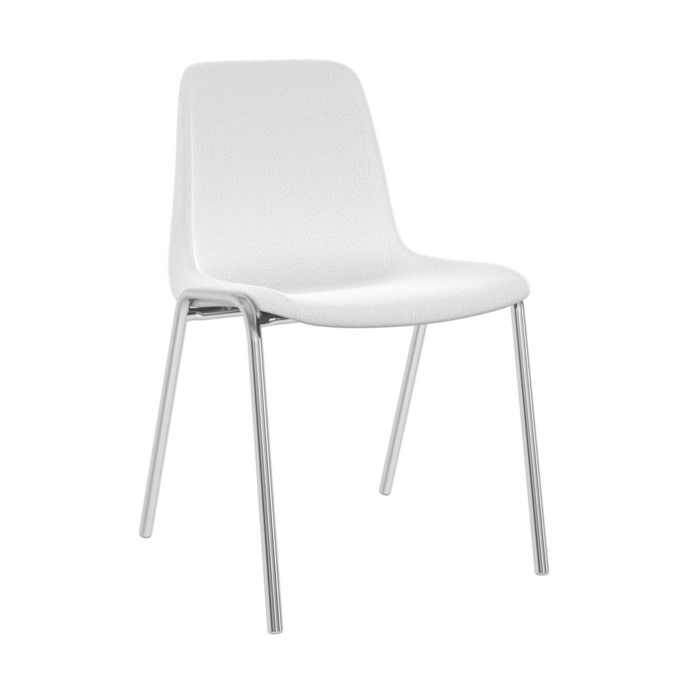 Chaise collectivit Coque universelle - Polypropylne - Blanc - Pieds mtal chrom