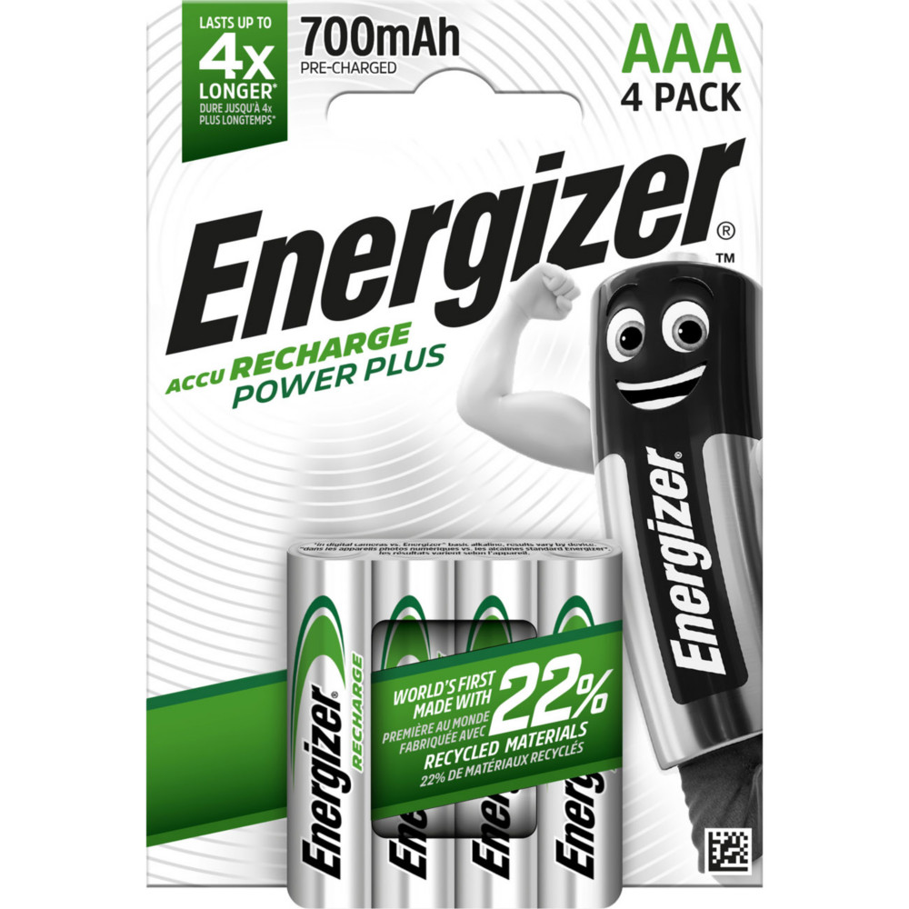 Energizer Pile rechargeable AAA / HR3 Power Plus - 700 mAh - Lot de 4